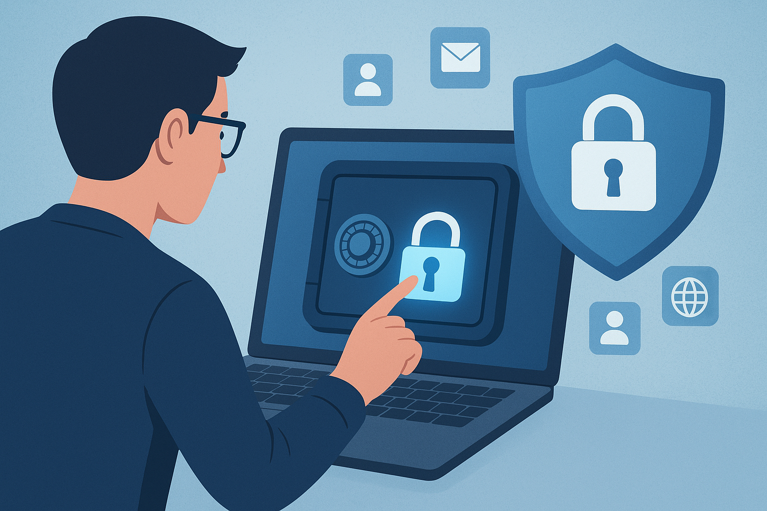 A person unlocking an encrypted digital vault.